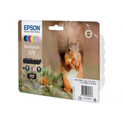 Epson 378 Multipack - 6-balení - černá, žlutá, azurová, purpurová, světlá fialová, světle azurová - originální - blistr s RF akustickým alarmem - inkoustová cartridge - pro Expression Home XP-8605, XP-8606; Expression Photo XP-8500 Small-in-One, XP-8700