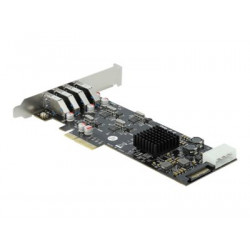 Delock PCI Express x4 Karta na 4 x externí SuperSpeed USB 5 Gbps (USB 3.2 Gen 1) USB Typ-A samice Quad Channel - Low Profile
