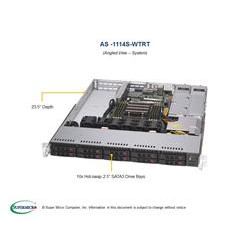 SUPERMICRO A+ Server 1U 1x SP3, 8x DDR4, 10x 2,5" (2xNVMe opt.), 2x500W(plat), 2x10GbE, IPMI