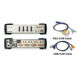 ATEN 4port KVMP USB+PS 2, USB HUB, audio, 1.2m
