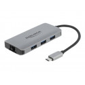 Delock USB 3.2 Gen 1 Hub with 4 Ports and Gigabit LAN and PD - Rozbočovač - 4 x USB 3.2 Gen 1 + 1 x 10 100 1000 - desktop
