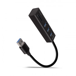 AXAGON HMA-CR3A, USB 3.2 Gen 1 hub, porty 3x USB-A + čtečka karet SD microSD, kovový, kabel USB-A 20