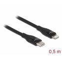 Delock Datový a nabíjecí kabel USB Type-C™ na Lightning™ pro iPhone™, iPad™ a iPod™ černá 0,5 m MFi
