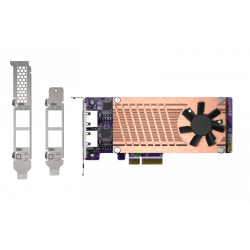 QNAP QM2 series, 2 x PCIe 2280 M.2 SSD slots, PCIe Gen3 x 4 , 2 x Intel I225LM 2.5GbE NBASE-T port