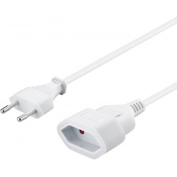 PremiumCord Kabel síťový prodlužovací dvojvidlice 230V 5m bílý