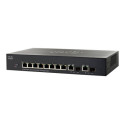 Cisco Small Business SF302-08PP - Přepínač - L3 - řízený - 8 x 10 100 (PoE+) + 2 x kombinace Gigabit SFP - desktop, Lze montovat do rozvaděče - PoE+ (62 W) - repasovaný