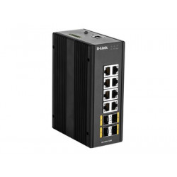 D-Link DIS 300G-12SW - Přepínač - řízený - 8 x 10 100 1000 + 4 x 100 1000 SFP - lze montovat na konzolu DIN, pro připevnění na zeď