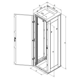 Triton 19' rozvaděč stojanový 15U 600x600 plechové dveře, šedá