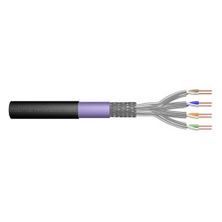 DIGITUS CAT 7 S-FTP venkovní instalační kabel, 1200 MHz PE, vnitřní Eca (LSZH-1), AWG 23 1, 1000 m buben, simplex, barva černá a f