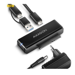 AXAGON ADSA-FPX, USB-C 10Gbps - SATA 6G, 2.5" 3.5" SSD HDD FAST PORT X adaptér, vč. AC napáječe