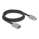 Delock - Prodlužovací kabel DisplayPort - DisplayPort (M) do DisplayPort (F) - DisplayPort 1.4 - 2 m - podpora 8K UHD (7680 x 4320), podpora 8K30 Hz (7680 x 4320), podpora 4K120Hz (3840 x 2160), podpora (DSC) 8K60Hz (7680 x 4320), podpora 4K240Hz (3840 x 2160) (DSC), až 32,4 Gbps prenosová rychlost - šedá, cerná