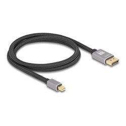 Delock - Kabel DisplayPort - Mini DisplayPort (M) do DisplayPort (M) - DisplayPort 1.4 - 1 m - podpora 8K30 Hz (7680 x 4320), podpora 4K120Hz (3840 x 2160), podpora (DSC) 8K60Hz (7680 x 4320), podpora 4K240Hz (3840 x 2160) (DSC), až 32,4 Gbps prenosová rychlost - šedá, cerná