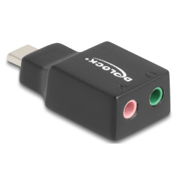 Delock Externí USB Type-C zvuková karta se zvukovým adaptérem Plug & Play se 2 x stereofonními konektory 3,5 mm pro PC,