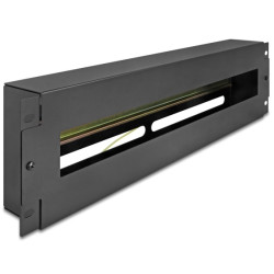 Delock 19” Jističová lišta s krytem a DIN lištou, 3U, černá šedá
