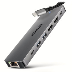 AXAGON multi USB-C hub 7in1 HMC-7HX2 PD 100W 1xUSB-C 2xUSB-A 2xHDMI RJ-45 kabel 15cm