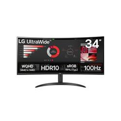 LG UltraWide 34WR50QK-B LCD VA 34" 3440 x 1440 5ms 300 nitů 3000:1 100Hz Černá