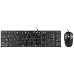 Genius SlimStar C126 COPILOT sada klávesnice drátová (USB) CZ SK, černá s optickou myší, nízkoprofilová