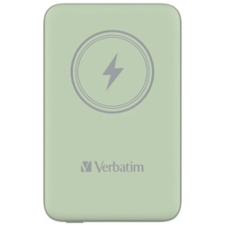 Verbatim power banka s bezdrátovým nabíjením 5V, nabíjení telefonu, 32246, 10 000mAh, magnetické připevnění, zelená