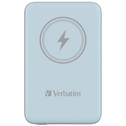 Verbatim power banka s bezdrátovým nabíjením 5V, nabíjení telefonu, 32247, 10 000mAh, magnetické připevnění, modrá