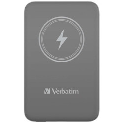 Verbatim power banka s bezdrátovým nabíjením 5V, nabíjení telefonu, 32249, 10 000mAh, magnetické připevnění, šedá