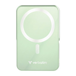 Verbatim power banka s bezdrátovým nabíjením 5V, nabíjení telefonu, 32259, 10 000mAh, magnetické připevnění, zelená