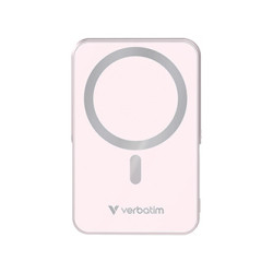 Verbatim power banka s bezdrátovým nabíjením 5V, nabíjení telefonu, 32267, 10 000mAh, magnetické připevnění, růžová