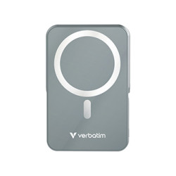 Verbatim power banka s bezdrátovým nabíjením 5V, nabíjení telefonu, 32268, 10 000mAh, magnetické připevnění, Šedá