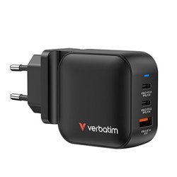 Verbatim, GaN cestovní nabíječka do sítě USB 3.0, USB C, šedá, 70W, vyměnitelné vidlice C,G,A, DOPRODEJ
