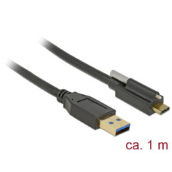Delock Cable SuperSpeed USB 10 Gbps (USB 3.1 Gen 2) Type-A male USB Type-C male with screw on top 1 m black
