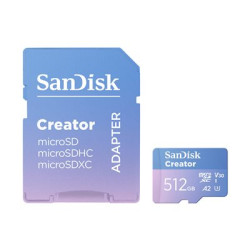 SanDisk Creator - Paměťová karta flash (adaptér microSDXC na SD zahrnuto) - 512 GB - A2 Video Class V30 UHS-I U3 - microSDXC UHS-I