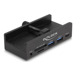 Delock - Rozbocovac - 2 slot card reader, 5 Gbps, external, with locking screw - 1 x USB-C + 2 x USB - desktop