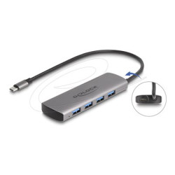 Delock - Rozbocovac - 10 Gbps, with USB Type-C connector and additional power port - 4 x USB - desktop