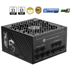 MSI zdroj MPG A1250GS PCIE5 1250W ATX3.1 akt. PFC 10 let celk. záruka 135mm fan modulární kabeláž 80PLUS Gold