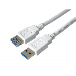 PremiumCord Prodlužovací kabel USB 3.0 Super-speed 5Gbps A-A, MF, 9pin, 3m bílá