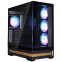 Zalman skříň P40 Namu midT 4x120mm ARGB fan 2xUSB 3.0 USB-C panoramatická dřevěné doplňky černá