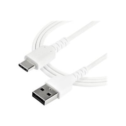 StarTech 1m USB A to USB C Charging Cable, Durable Fast Charge & Sync USB 2.0 to USB Type C Data Cord, Rugged TPE Jacket Aramid Fiber M M 3A White, Samsung S10, S20, iPad Pro, Pixel - Heavy Duty and Rugged - USB kabel - USB (M) rovné do USB-C (M) rovné - Thunderbolt 3 USB 2.0 - 1 m - bílá