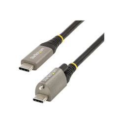 StarTech 20in 50cm Top Screw Locking USB C Cable 10Gbps, USB 3.1 3.2 Gen 2 Type-C Cable, 100W (5A) Power Delivery Charging, DP Alt Mode, Single Screw Lock, USB-C to C Cord - Thunderbolt 3 Compatible (USB31CCTLKV50CM) - USB kabel - USB-C (M) přímý zamykací do USB-C (M) rovné - USB 3.2 Gen 2 DisplayPort 1.4 Thunderbolt 3 - 50 cm - podpora 8K - šedá, černá
