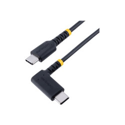 StarTech 3ft (1m) USB C Charging Cable Right Angle, 60W PD 3A, Heavy Duty Fast Charge USB-C Cable, USB 2.0 Type-C, Durable and Rugged Aramid Fiber, S20 iPad Pixel - High Quality USB Charging Cord (R2CCR-1M-USB-CABLE) - USB kabel - USB-C (M) rovné do USB-C (M) pravoúhlý - USB 2.0 - 3 A - 1 m - černá