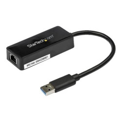 Startech USB 3.0 Ethernet Adapter - USB 3.0 Network Adapter NIC with USB Port - USB to RJ45 - USB Passthrough (USB31000SPTB) - Síťový adaptér - USB 3.0 - Gigabit Ethernet - černá - pro P N: TB33A1C
