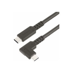 StarTech 1.6ft (50cm) Rugged Right Angle USB-C Cable, USB 3.2 Gen 2 (10 Gbps), USB C to C Data Transfer Cable, 4K 60Hz DP Alt Mode, 100W Power Delivery - 90 Degree USB-C Cable (RUSB31CC50CMBR) - USB kabel - USB-C (M) rovné do USB-C (M) pravoúhlý - USB 3.2 Gen 2 - 50 cm - podpora 4K60Hz, drsný - černá