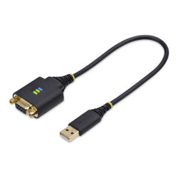 StarTech 1ft 30cm USB to Null Modem Serial Adapter Cable, FTDI, RS232 - USB sériový kabel - USB (M) do DB-9 (F) šroubovací - 30 cm - lisovaný, drsný - černá