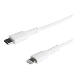 Startech (1m) Durable White USB-C to Lightning Cable, Heavy Duty Rugged Aramid Fiber USB Type A to Lightning Charger Sync Power Cord, Apple MFi Certified iPad iPhone 12 Pro Max - iPhone 7 8 11 11 Pro - Kabel Lightning - Lightning s piny (male) do USB-C s piny (male) - 1 m - bílá