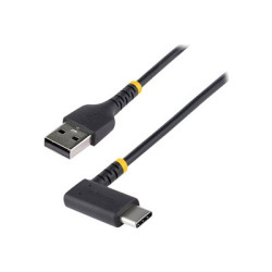 StarTech 1ft (30cm) USB A to C Charging Cable Right Angle, Heavy Duty Fast Charge USB-C Cable, USB 2.0 A to Type-C, Durable and Rugged Aramid Fiber, 3A, S20 iPad Pixel - High Quality USB Charging Cord (R2ACR-30C-USB-CABLE) - USB kabel - USB (M) rovné do USB-C (M) pravoúhlý - Thunderbolt 3 USB 2.0 - 3 A - 30 cm - černá