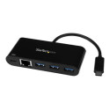 Startech USB C to Ethernet Adapter - 3 Port - with Power Delivery (USB PD) - Power Pass Through Charging - USB C Adapter (US1GC303APD) - Síťový adaptér - USB-C - Gigabit Ethernet - černá