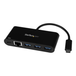 Startech USB C to Ethernet Adapter - 3 Port - with Power Delivery (USB PD) - Power Pass Through Charging - USB C Adapter (US1GC303APD) - Síťový adaptér - USB-C - Gigabit Ethernet - černá