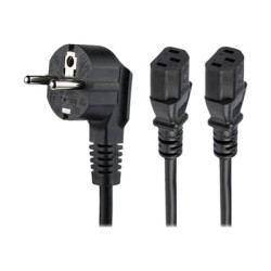 StarTech 2m (6ft) Computer Power Cord, 18AWG, EU Schuko to 2x C13 Power Cord, 10A 250V, Black Replacement AC Cord, TV Monitor Power Cable, Schuko CEE 7 7 to IEC 60320 2x C13 Power Cord - PC Power Supply Cable - Elektrický kabel - power CEE 7 7 (M) do power IEC 60320 C13 - AC 250 V - 10 A - 2 m - černá