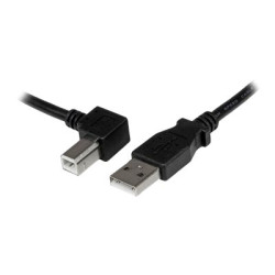 StarTech 2m USB 2.0 A to Left Angle B Cable Cord - 2 m USB Printer Cable - Left Angle USB B Cable - 1x USB A (M), 1x USB B (M) (USBAB2ML) - Kabel USB - USB typ B (M) do USB (M) - USB 2.0 - 2 m - levý úhlový konektor - černá