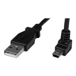 StarTech 1m Mini USB Cable Cord - A to Up Angle Mini B - Up Angled Mini USB Cable - 1x USB A (M), 1x USB Mini B (M) - Black (USBAMB1MU) - Kabel USB - USB (M) do mini-USB typ B (M) - 1 m - 90° konektor - černá