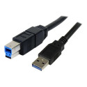 StarTech 3m Black SuperSpeed USB 3.0 Cable A to B M M - Kabel USB - USB Type B (M) do USB typ A (M) - USB 3.0 - 3 m - lisovaný - černá