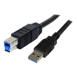StarTech 3m Black SuperSpeed USB 3.0 Cable A to B M M - Kabel USB - USB Type B (M) do USB typ A (M) - USB 3.0 - 3 m - lisovaný - černá